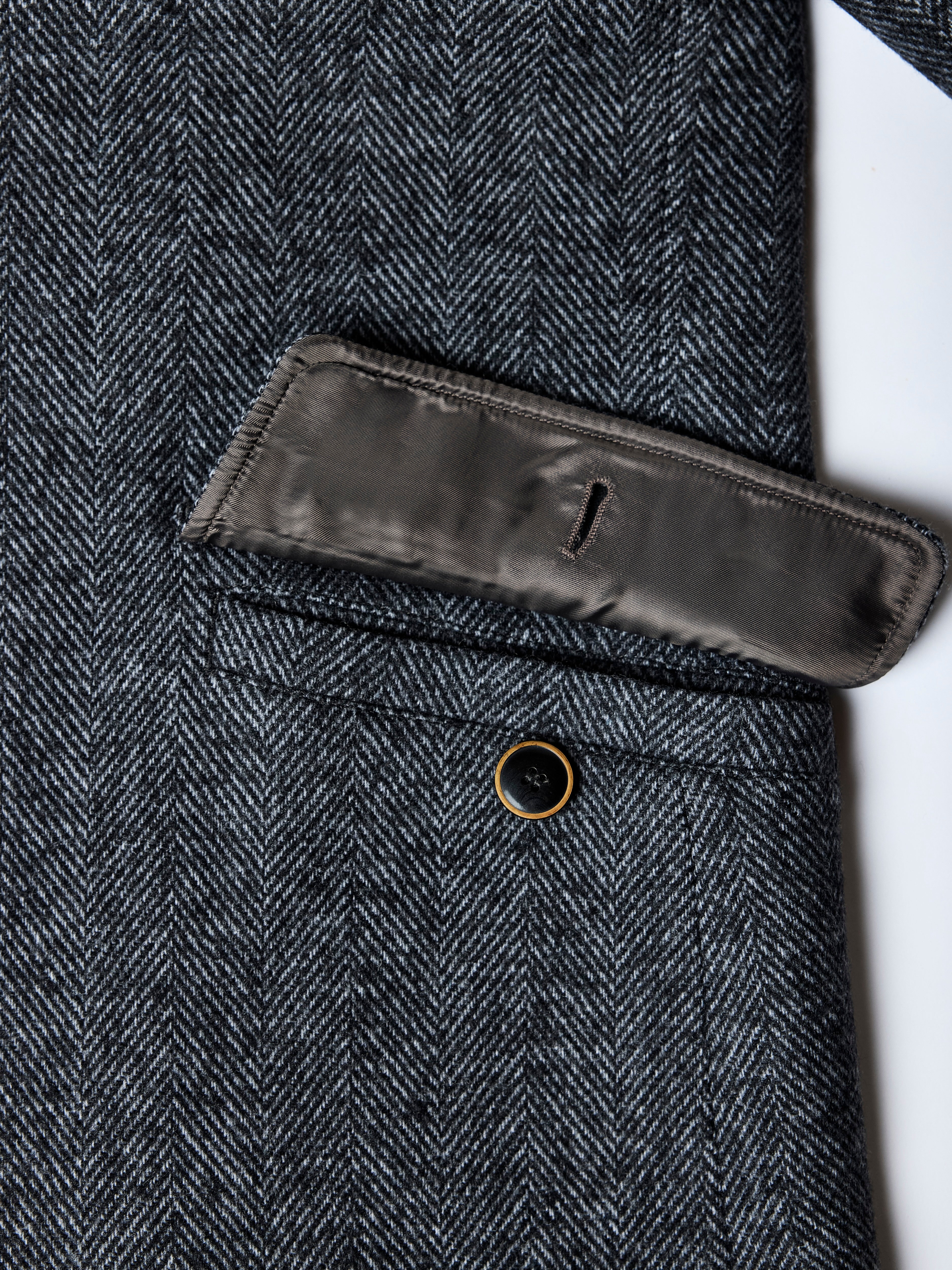 Atticus Wool Peacoat - Interior recycled woven label
