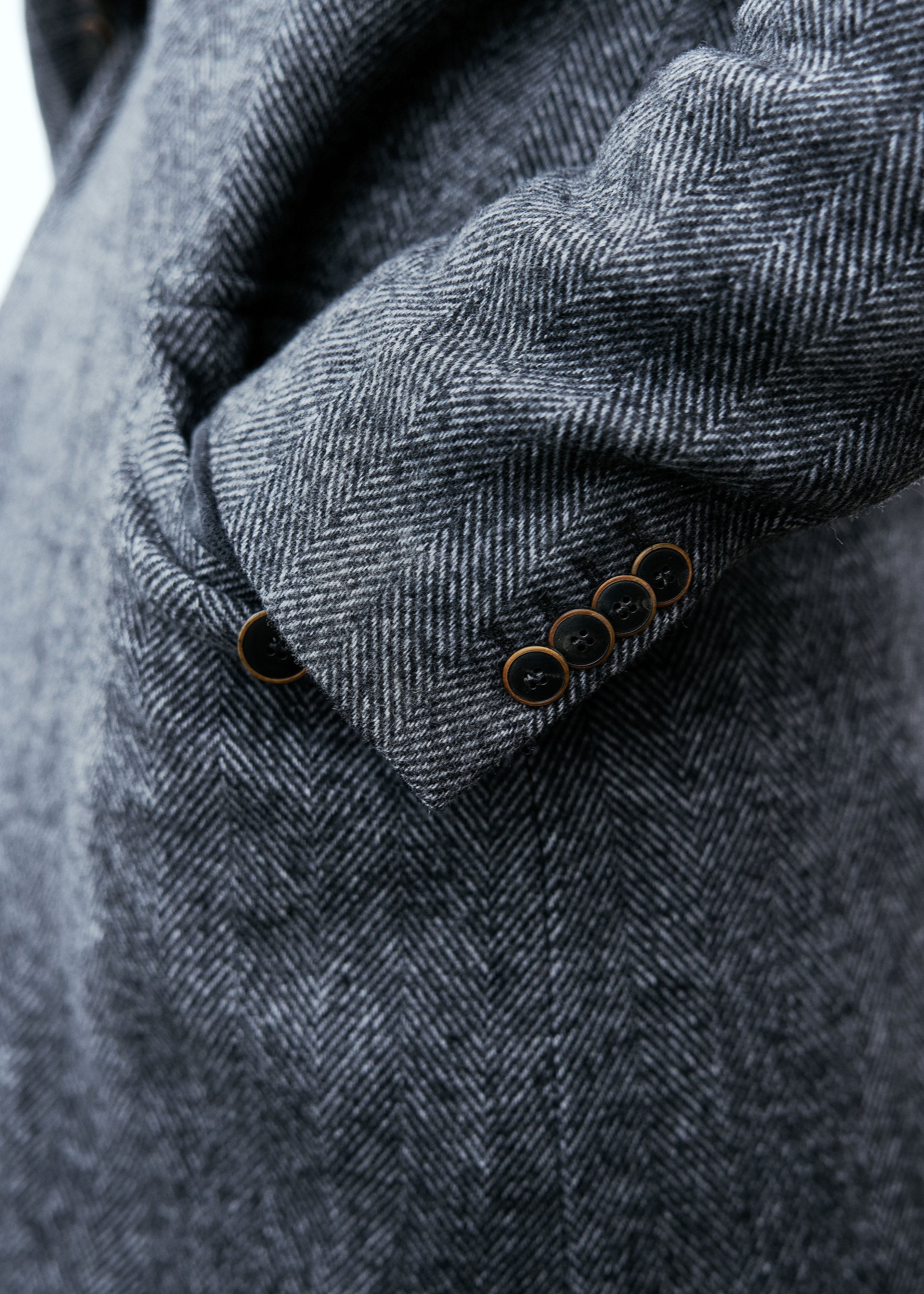 Atticus Wool Peacoat - Horn buttons at cuff & front closure